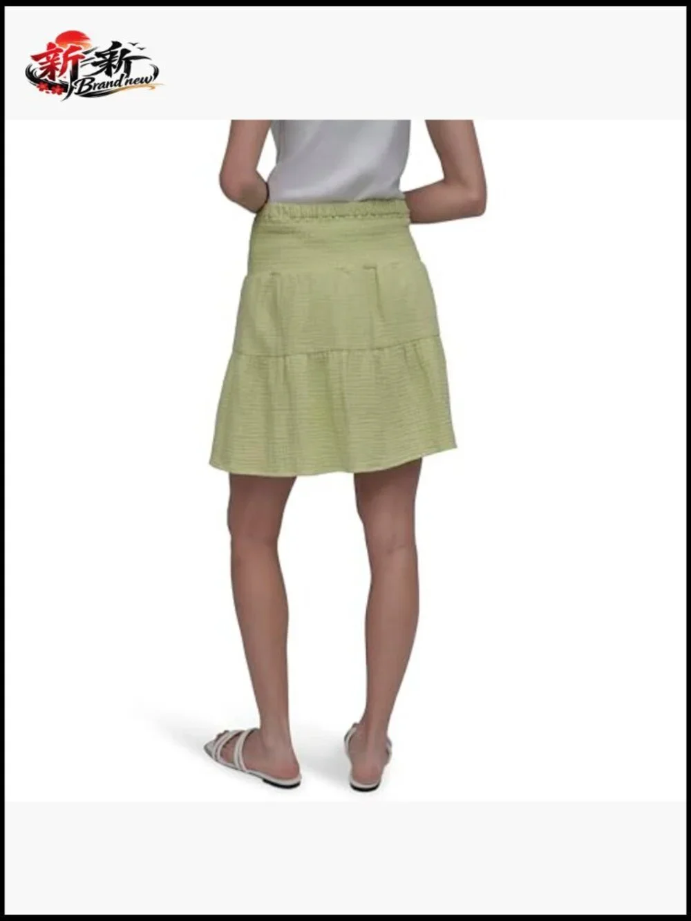 Double Crepe Gauze Smocked Waist Tiered Mini Skirt